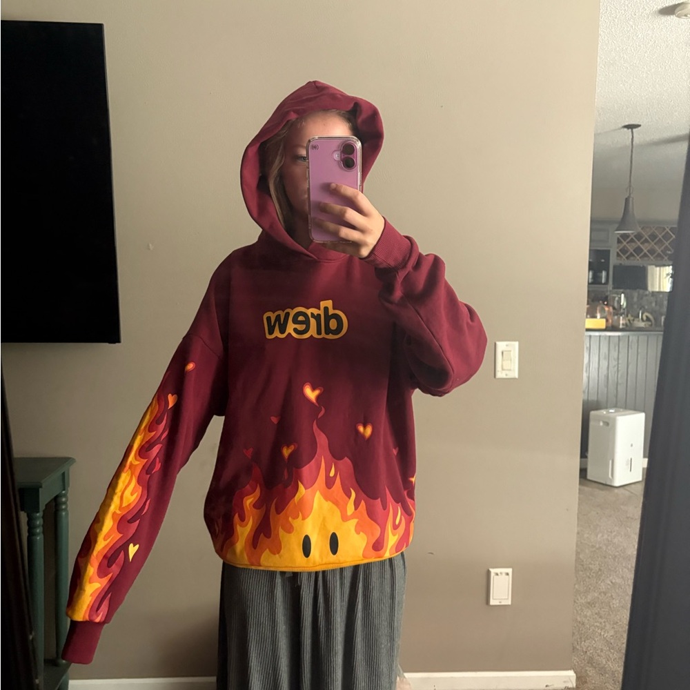 DREW Burgundy Flame Sweater